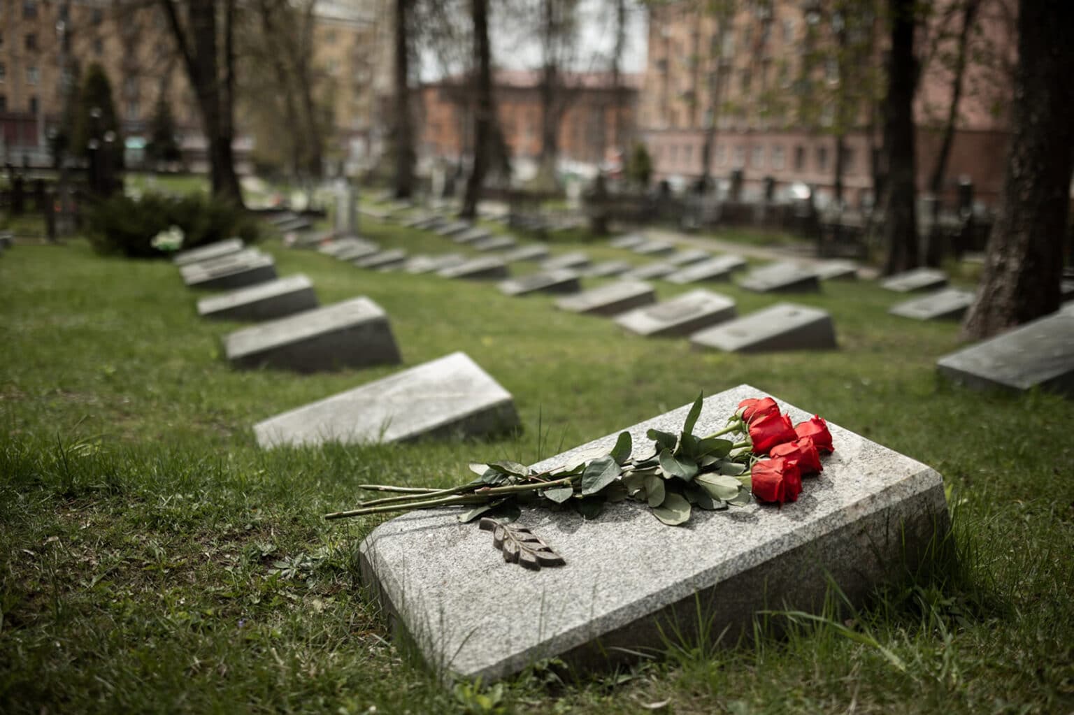 tombeaux alignés dans un cimtière